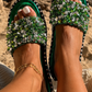 Emerald Glam Sandals – Sparkling Luxury Slippers in Emerald Green