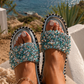 Luxury Ice Glam Sandals – Silver & Crystal Blue Edition