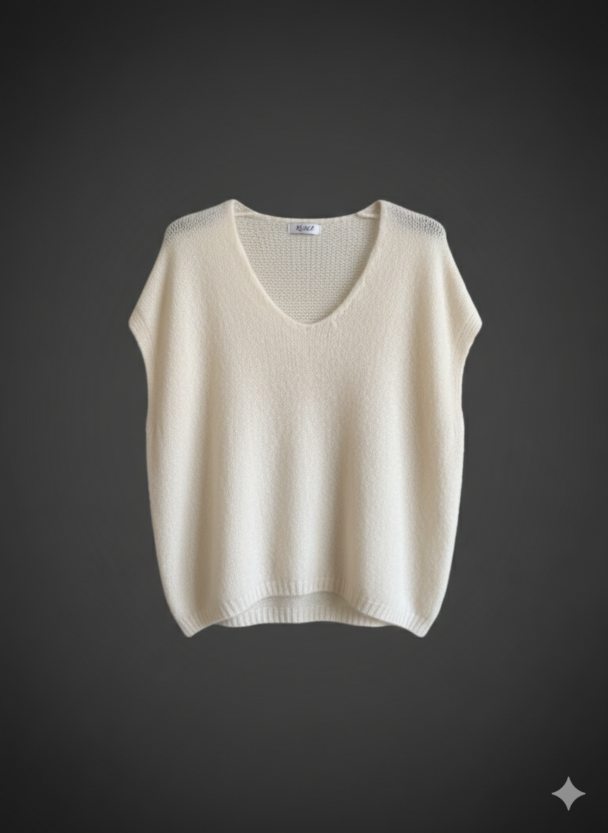 Damespullover - mouwloze gebreide trui (36-42)