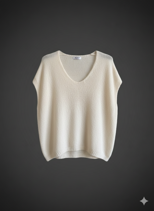 Damespullover - mouwloze gebreide trui (36-42)