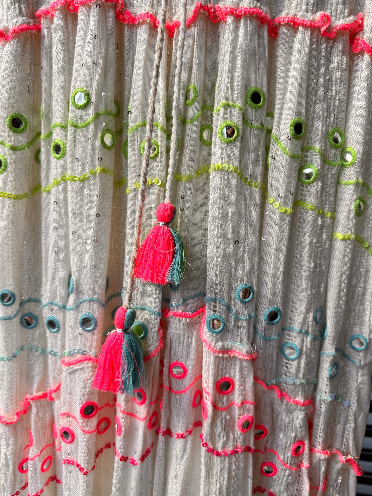 Summery maxi dress with neon embroidery Katja