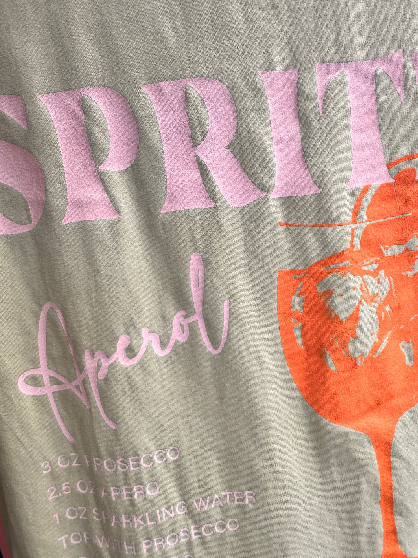 Aperol Spritz Shirt Salbei | Oversize T-Shirt Damen 38–42 | Ibiza & Mykonos Style