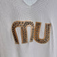 Sommer-Shirt MU Weiß und Beige mit Strasssteinen – weich fallende Viskose 38–44