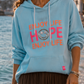 💙 Twin Heart Hoodie "Enjoy Life Hope" - Oversize Hoodie with Rhinestones | Light Blue | L/XL