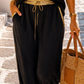 Palazzo Pants Black Gold – 100% Viscose | Wide Summer Pants with Gold Details | 38–42