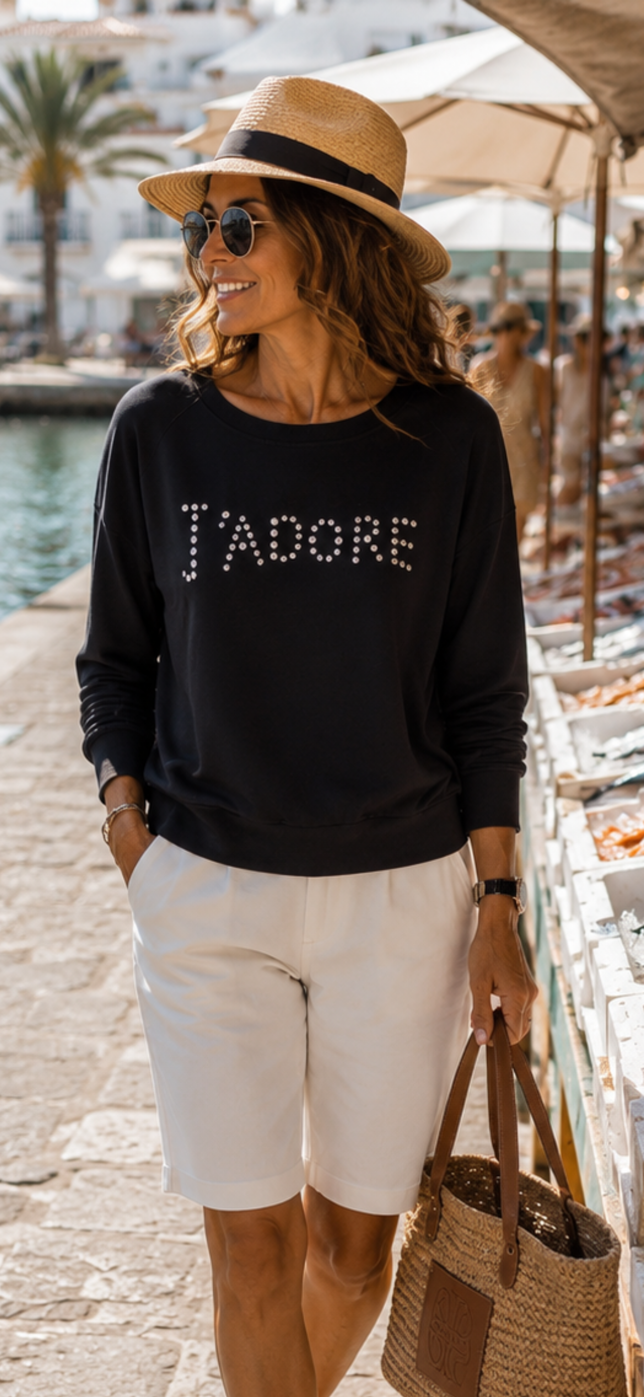 ✨ Women's Sweatshirt "J'Adore" - Rhinestone Statement Sweatshirt | 4 Colors | 38–42