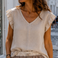 🌴 Leinen-T-Shirt „Mykonos Ruffle“ – luftig, feminin & traumhaft leicht