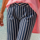 Damen Bermuda Shorts Blau – Baumwoll Shorts mit Streifen & Gummibund | Sommerhose L