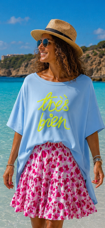 Très Bien Oversize Shirt – Vorne kürzer, hinten länger – Sommer Statement-Shirt 38–42+