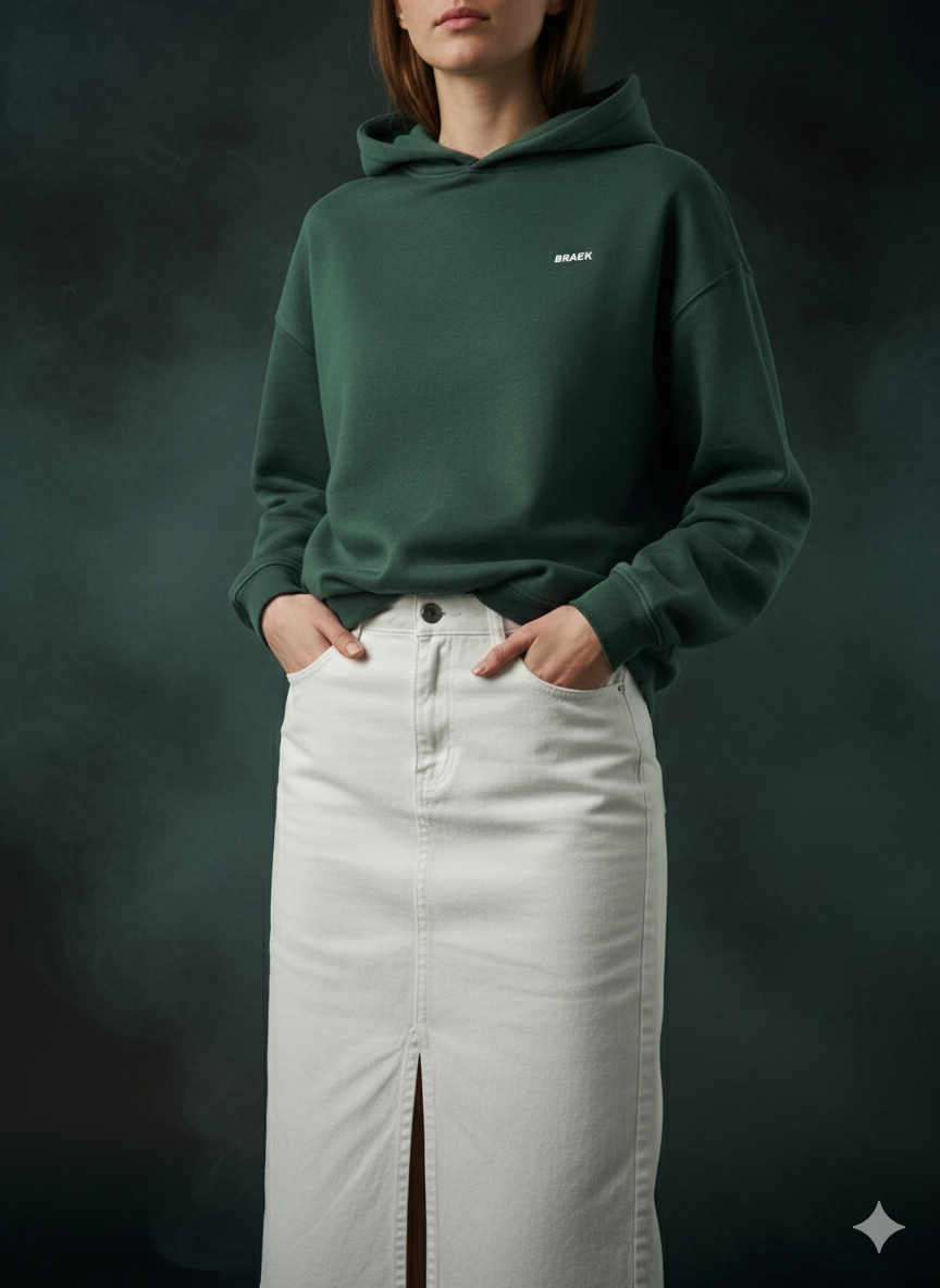 Unisex oversized groene hoodie voor dames en heren.