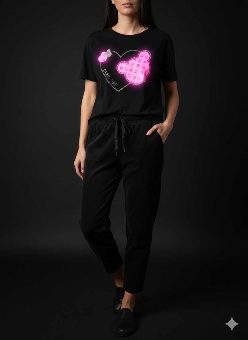 Damen T-Shirt Pink mit Bärenkopf