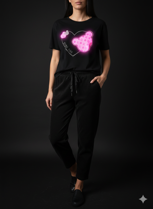 Dames corduroy broek in zwart