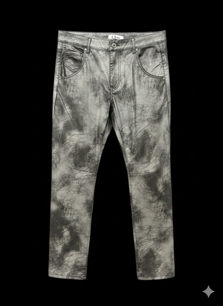 Lederimitathose Grau S.Woman