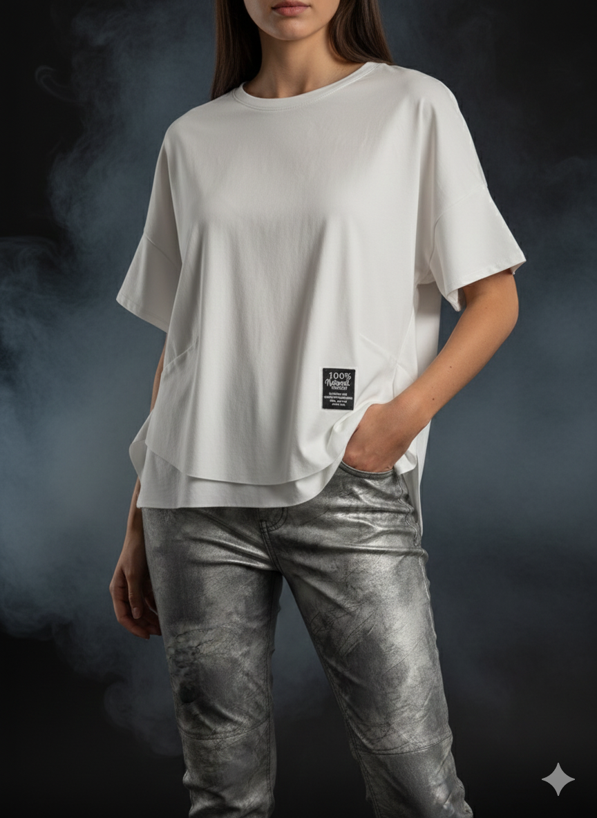 Dames T-shirt, katoenen shirt in crèmewit (38-44)