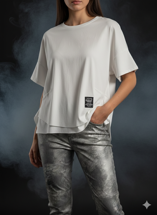 Basic T - Shirt in Cremeweiss