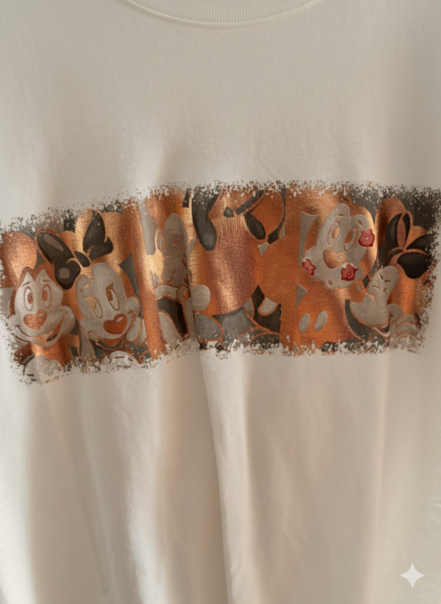 Damen Tshirt Kurzarm Baumwollshirt mit Mickey Print 38-42