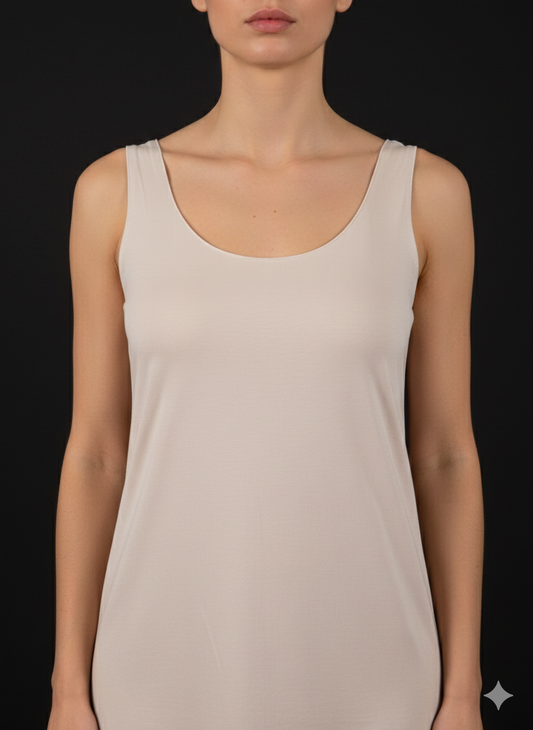 Damen Top – ärmellost 38-42 beige