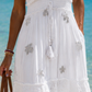 Boho Maxi Dress for Women White – Ibiza Cotton Summer Dress with Cut-out Back (Size 38–42)