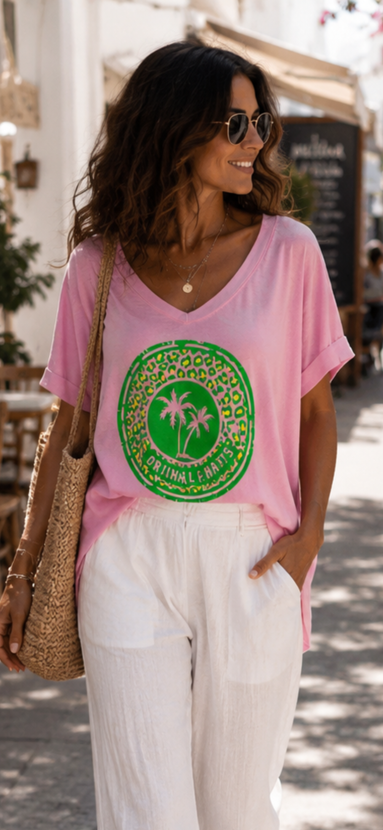 🌴 Ibiza Neon Palm Oversize-Shirt – Pink, Weiß oder Schwarz | Summer Vibes ☀️🌺 38-46