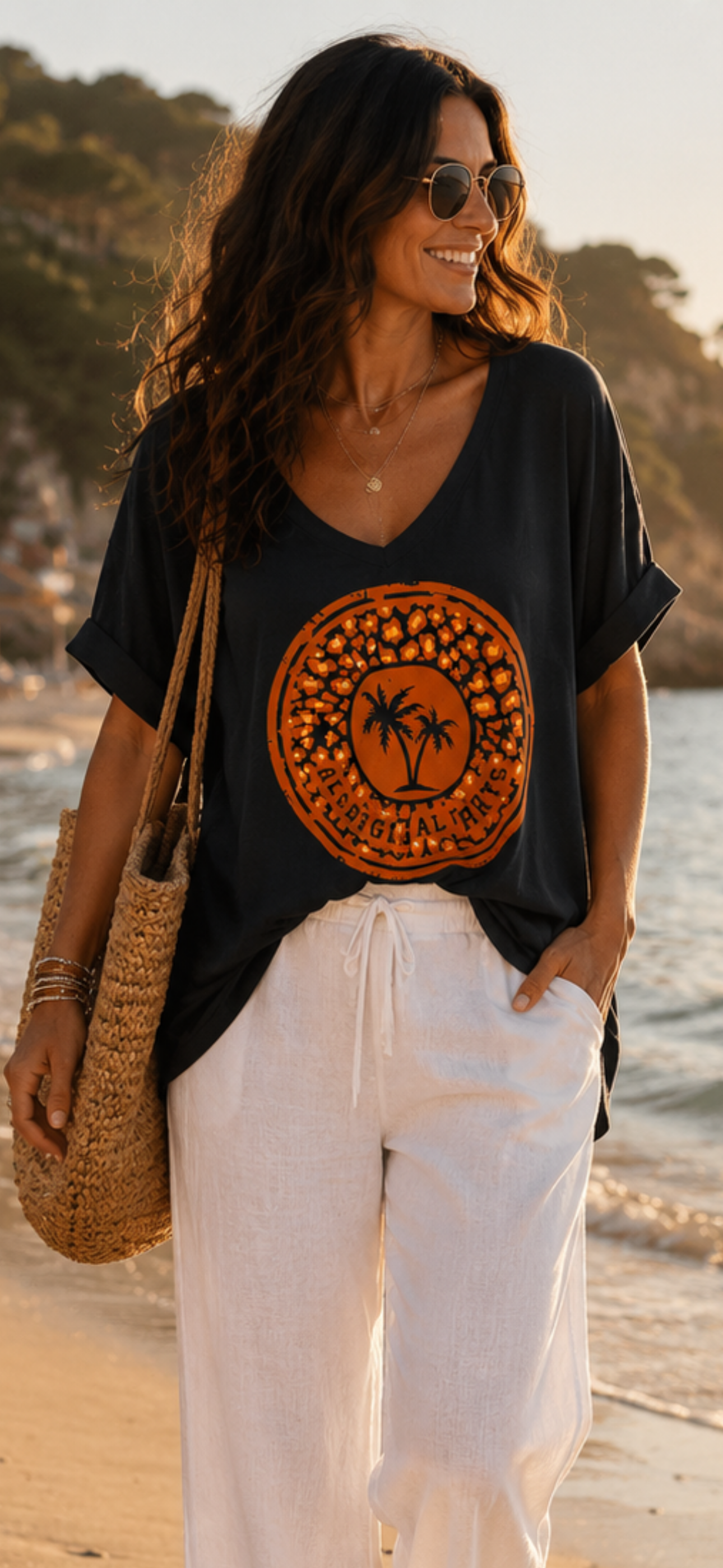 🌴 Ibiza Neon Palm Oversize-Shirt – Pink, Weiß oder Schwarz | Summer Vibes ☀️🌺 38-46
