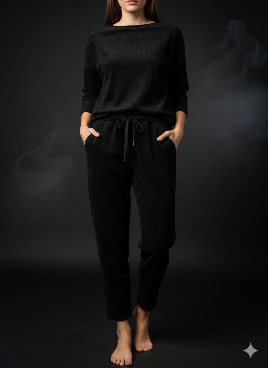 Dames corduroy broek in zwart