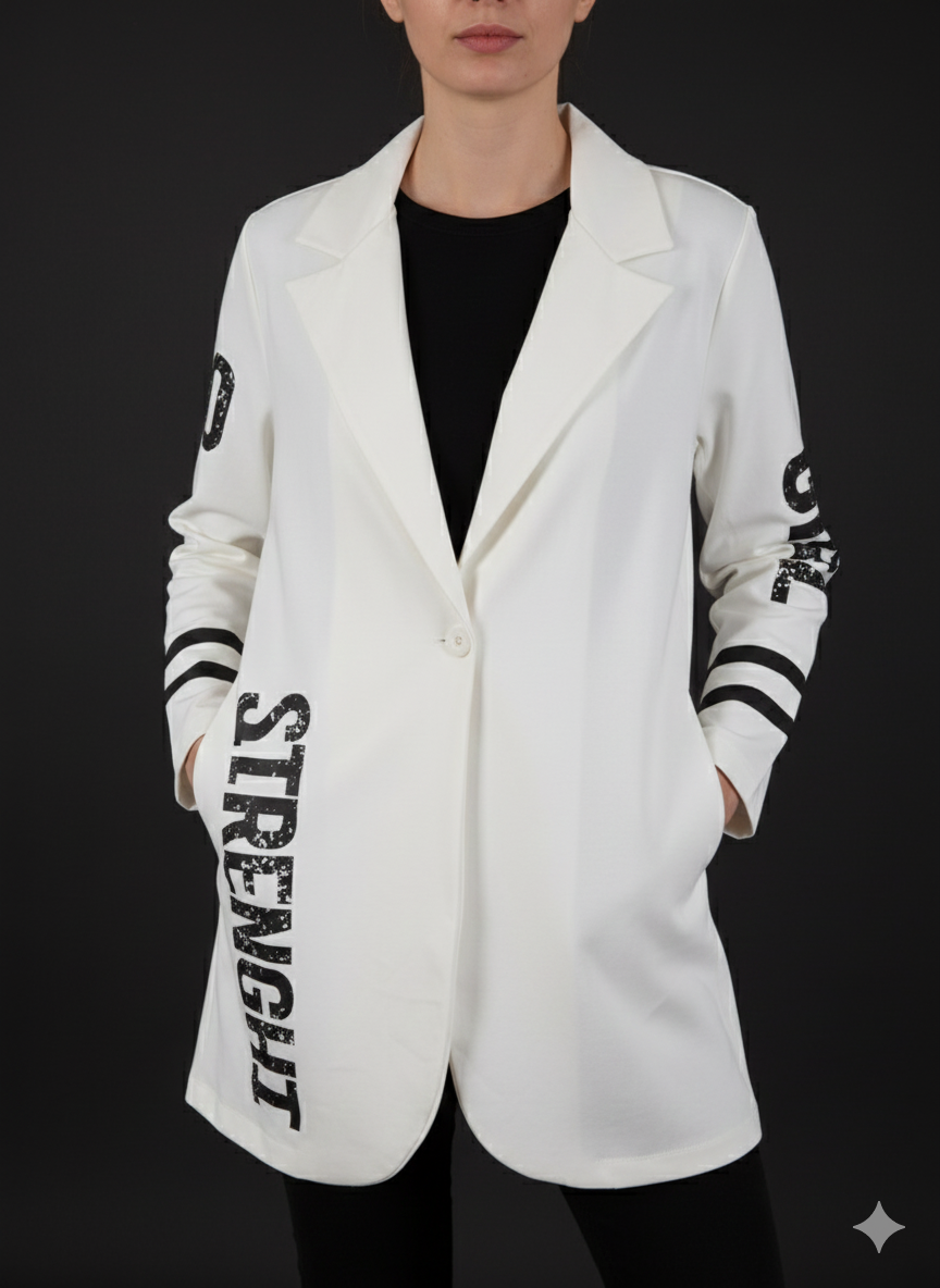 Moderne lange blazer voor dames in het wit