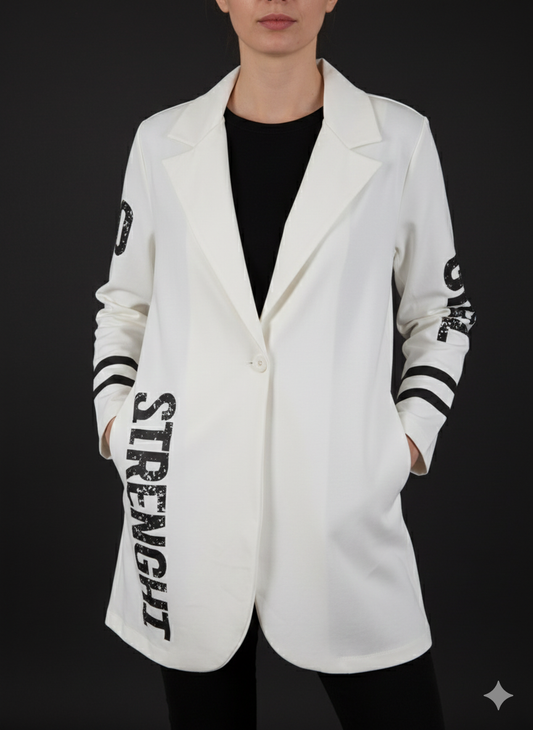 Moderne lange blazer voor dames in het wit