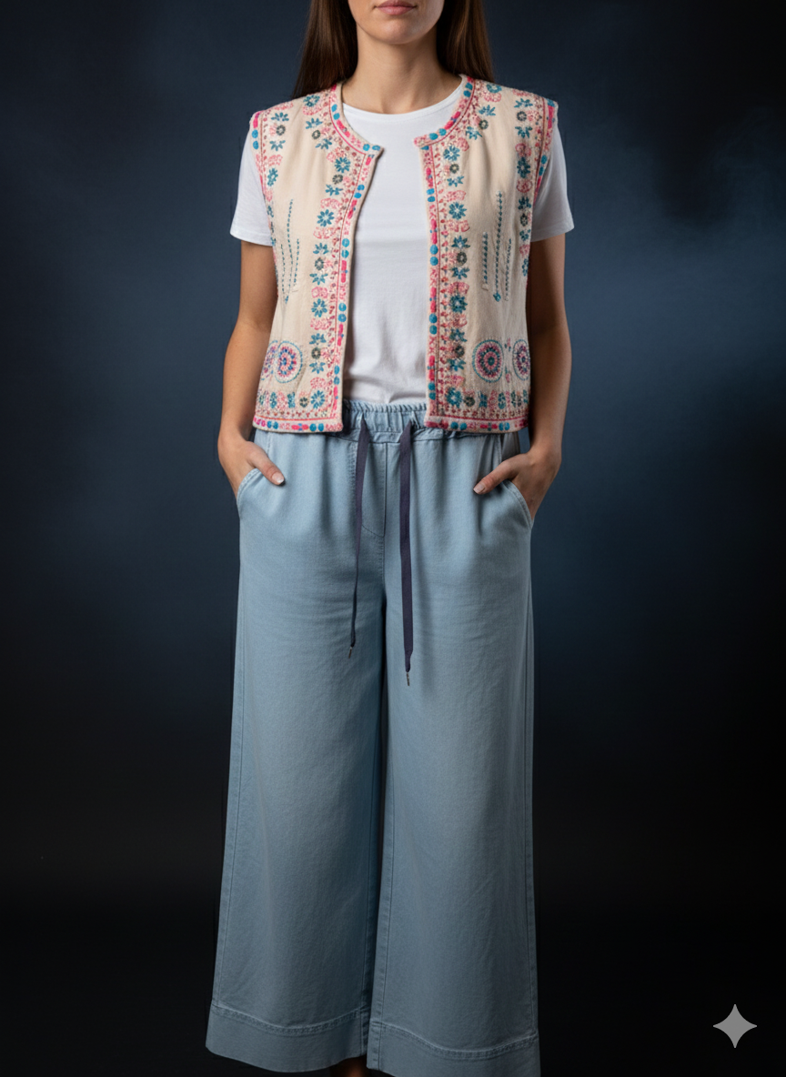 Boho-vest met kleurrijk borduurwerk