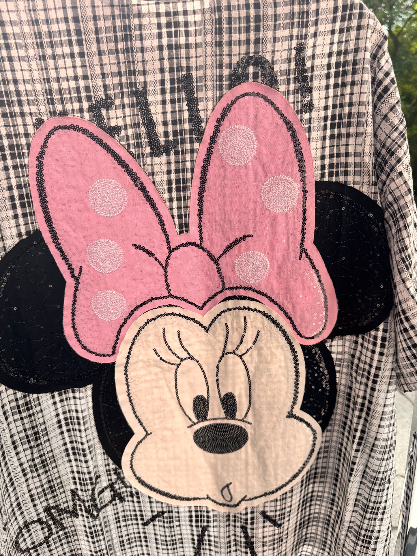 PINK Oversized Shirt Blouse Women's Mickey Statement with Sequins – 100% Cotton | 38–46