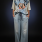 Oversized T-shirt voor dames met Mickey & Minnie Mouse, verkrijgbaar in maat 38-44.