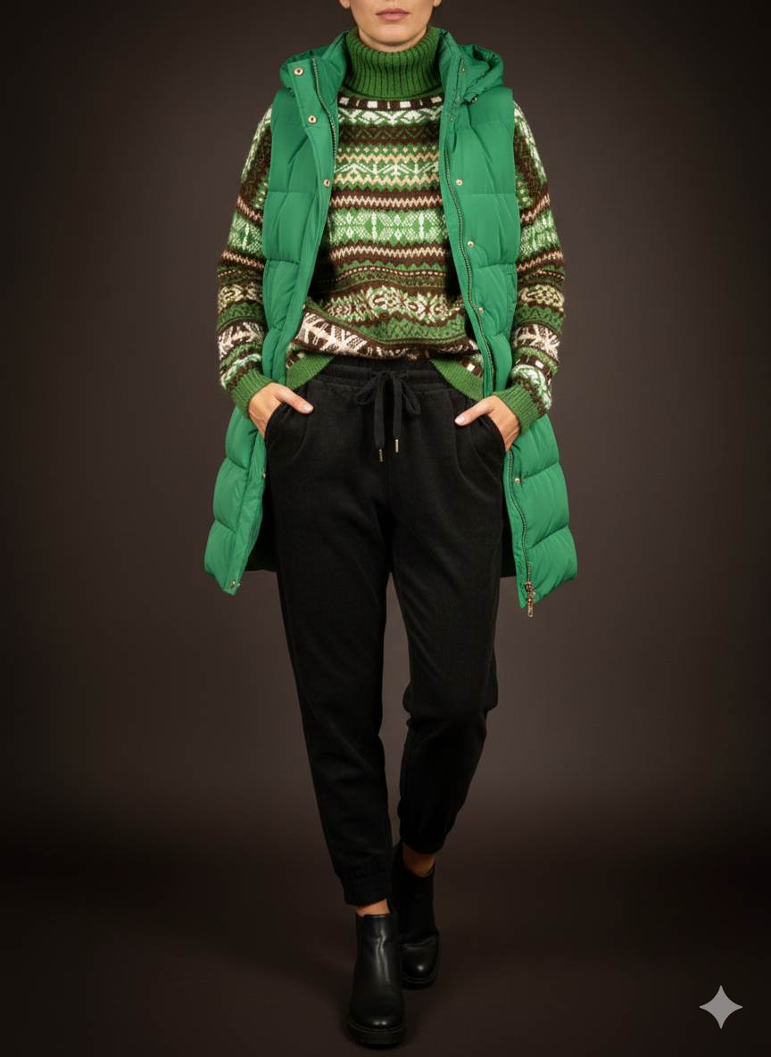 Damestrui, gebreide trui, coltrui, Noors patroon (38-42)