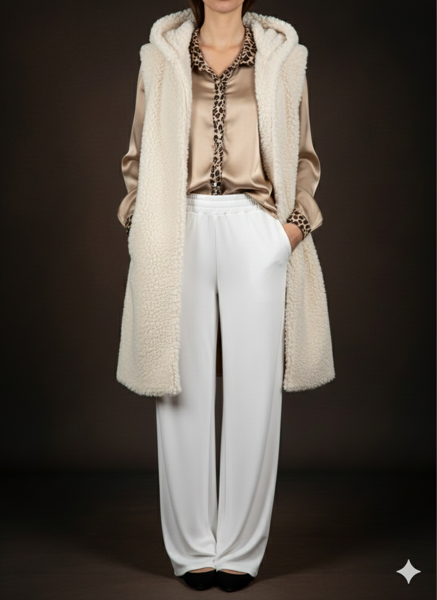 Damenbluse Langarmbluse mit Leoprint aus Viskose (38-42)