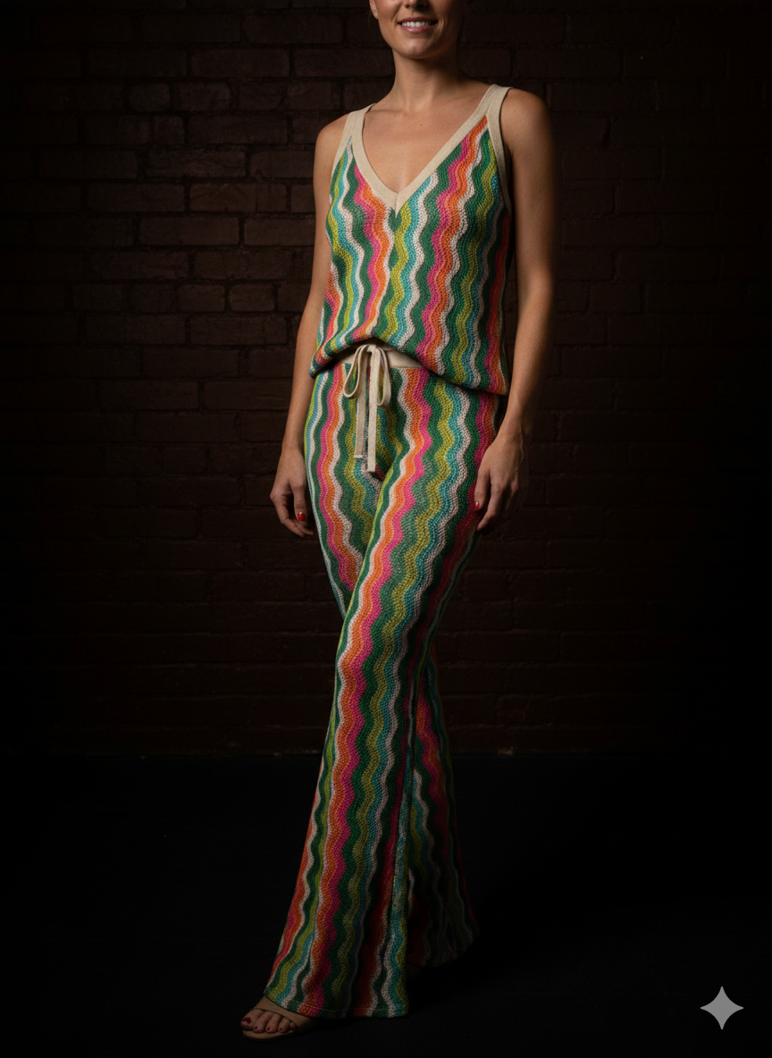 Dames tweedelig setje – mouwloze top en broek, maten 38-42