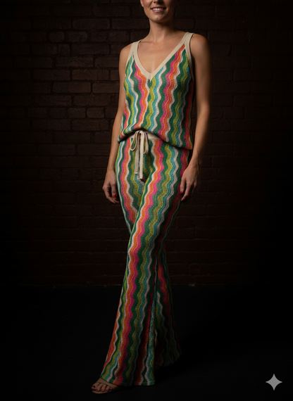 Dames tweedelig setje – mouwloze top en broek, maten 38-42