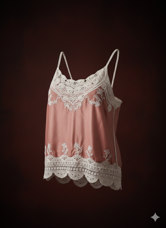 Damen Baumwolltop mit Spitze