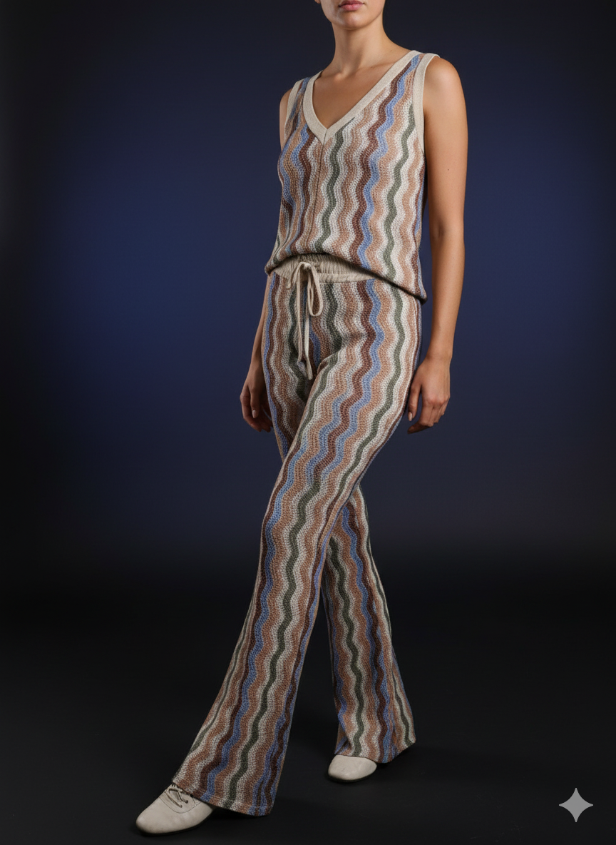 Dames tweedelig setje – mouwloze top en broek, maten 38-42