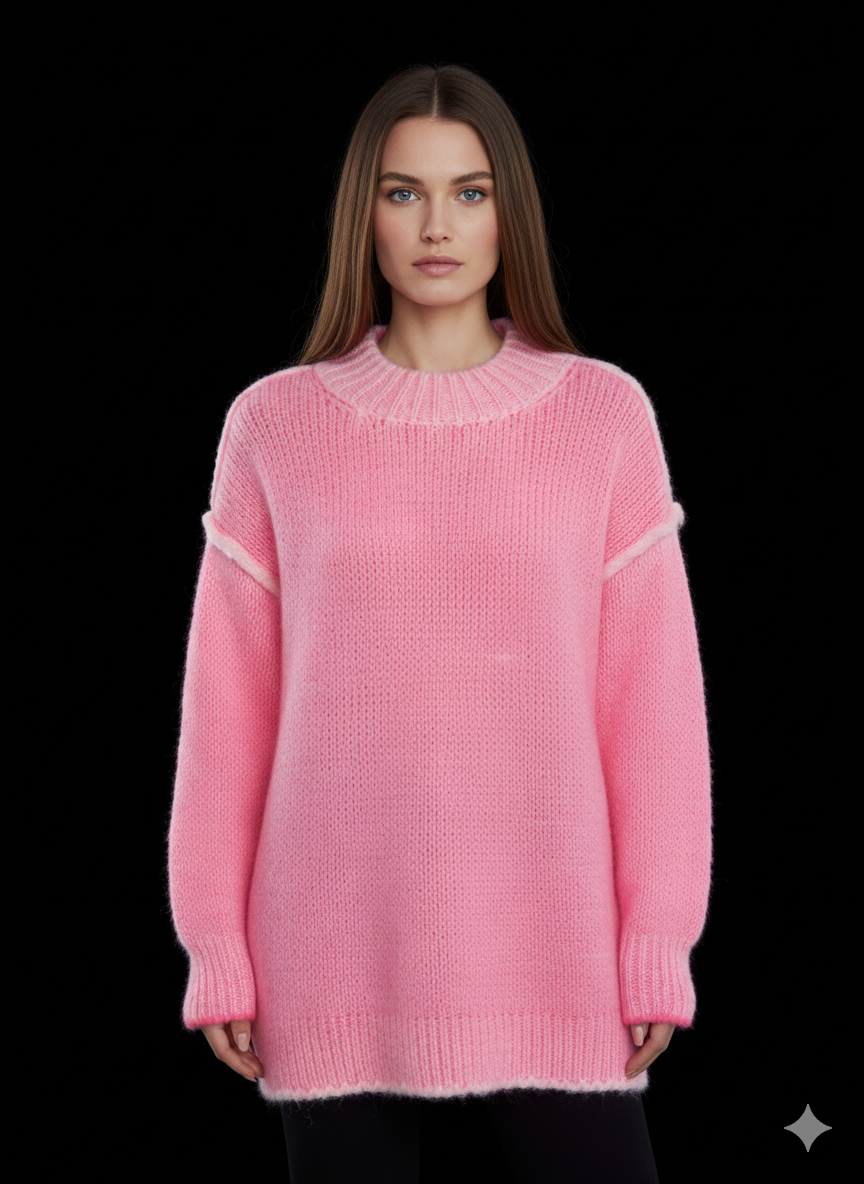 Damestrui met lange mouwen, gebreid in neonkleur (maat 38-44+)