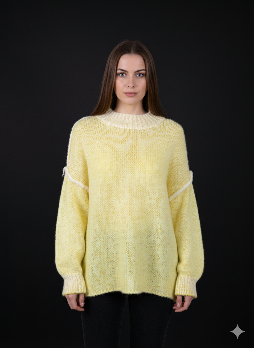 Damestrui met lange mouwen, gebreid in neonkleur (maat 38-44+)