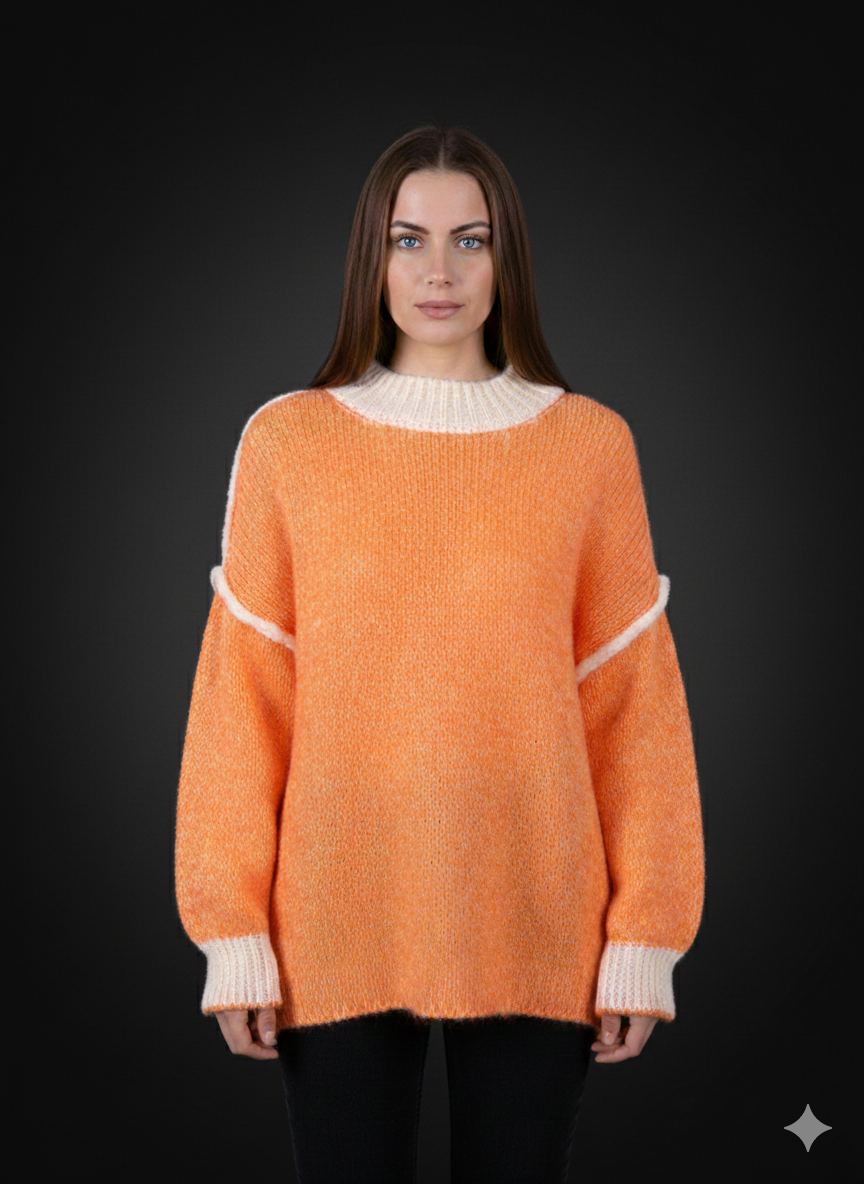 Damestrui met lange mouwen, gebreid in neonkleur (maat 38-44+)