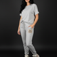 Damen Zweiteiler Grau Set aus Tshirt und Hose 38-42+