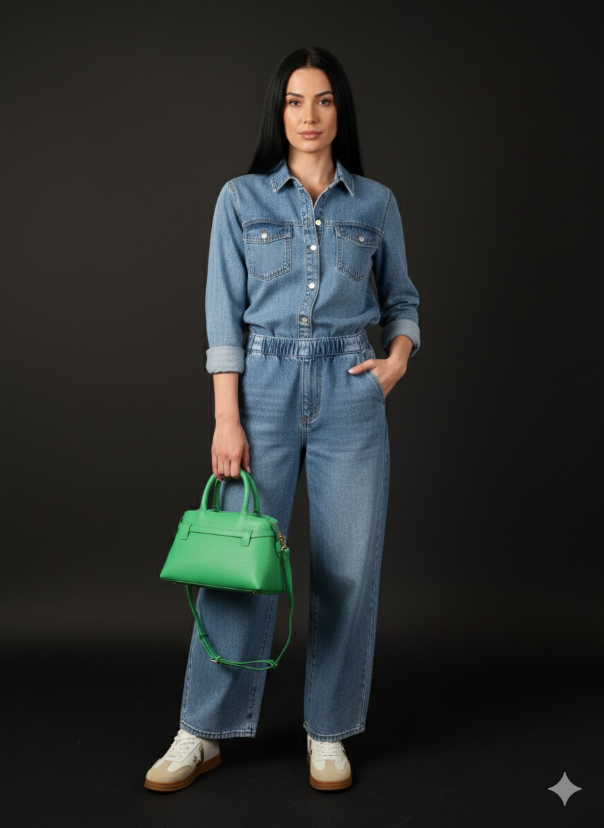 Handtas in levendig groen