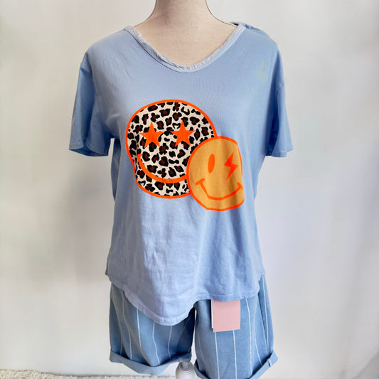 T-Shirt mit Smiley-Print in verschiedenen Farben – Onesize 38-42 für ein fröhliches Sommershirt