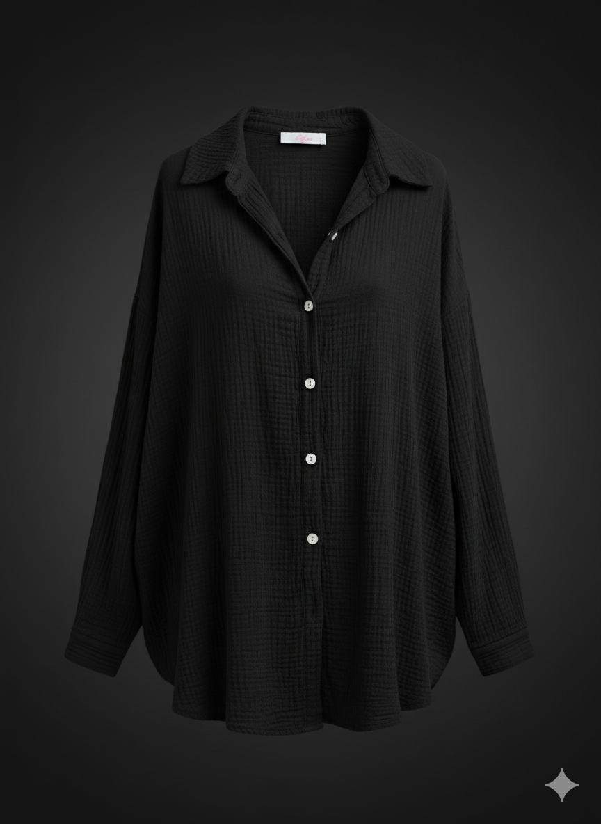 Damen Zweiteiler in Schwarz - Set aus Bluse und Hose 38-42+