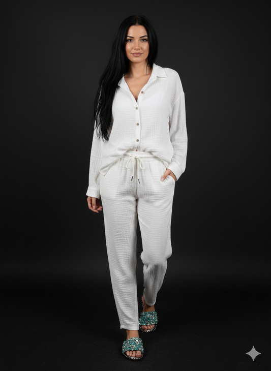 Damen Zweiteiler-Musselin Set