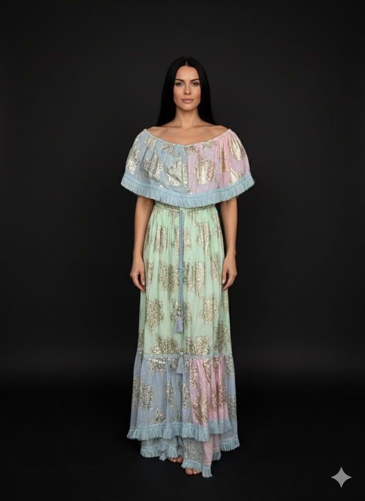 Damenkleid Maxikleid Schulterfreies Kleid (38-42)