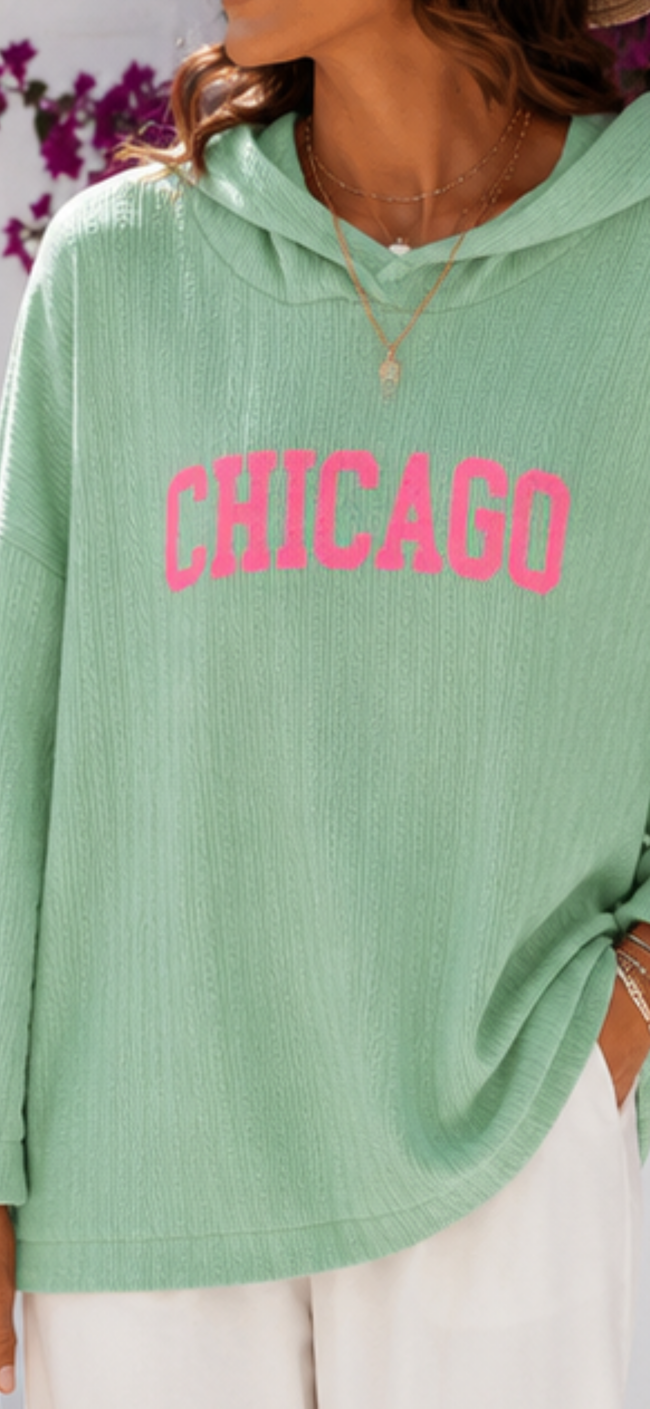 Oversize Hoodie „Chicago 82“ – Neon Statement Hoodie mit Kapuze & Struktur 38-44