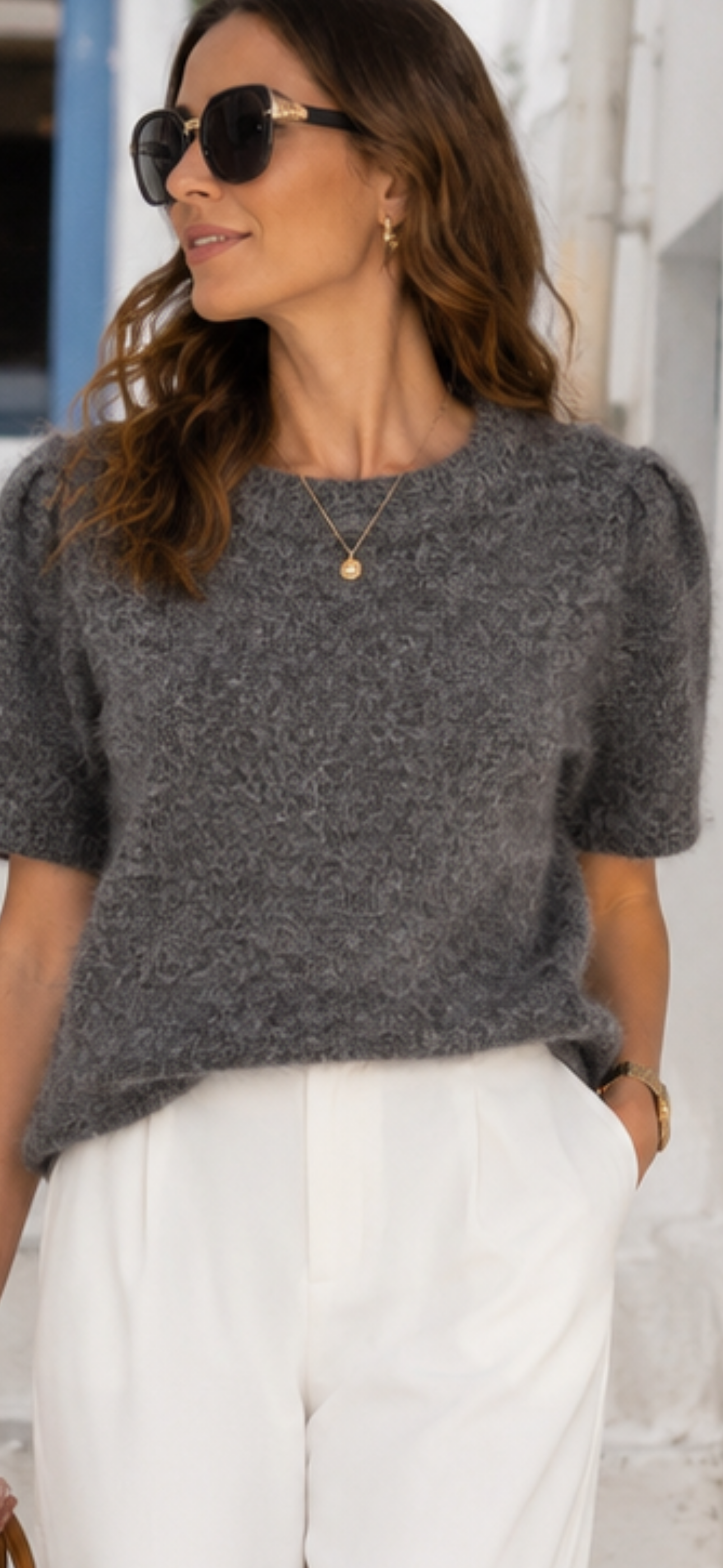 Women's Short-Sleeve Knitted Sweater by JC Sophie