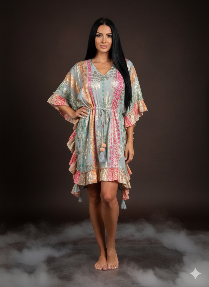 Damenkleid Kaftankleid Tunika Bohostyle (38-44)