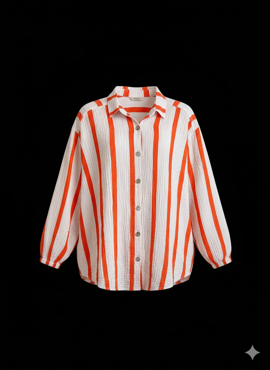 Damesblouse van mousseline, geschikt voor vrouwen met rondingen