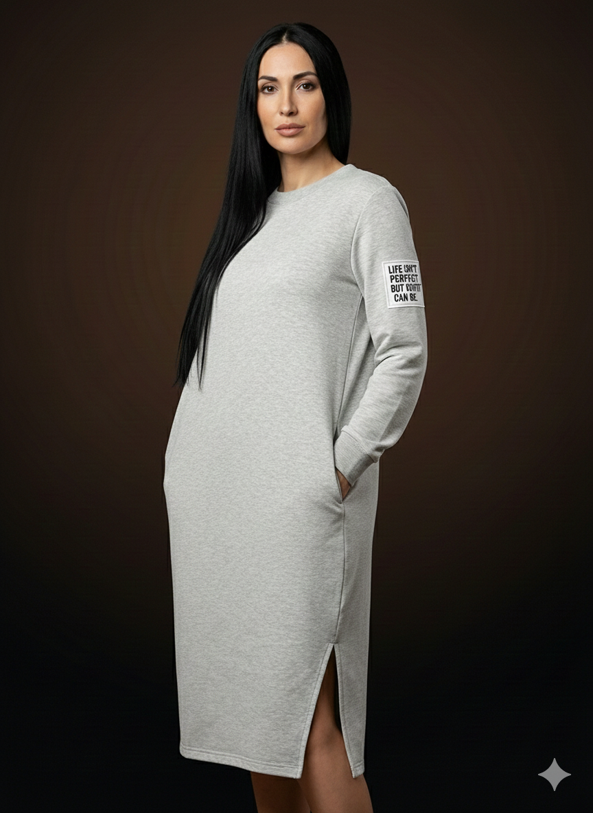 Damenkleid Sweatshirtkleid Midikleid (40-48)